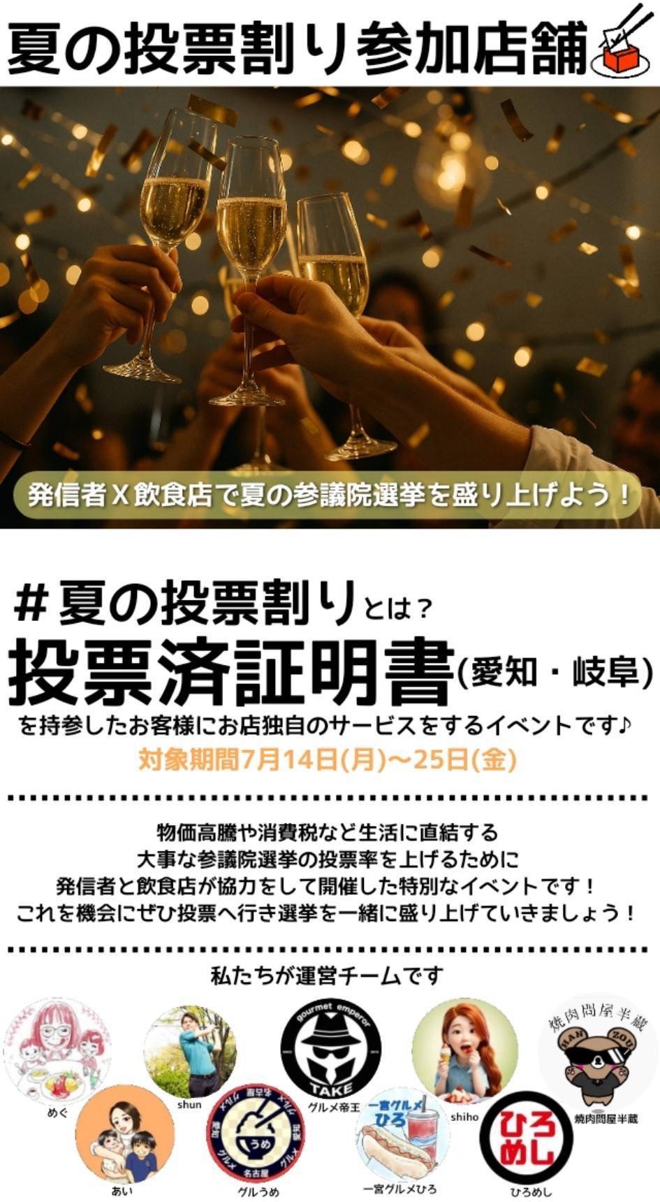 夏の投票割り参加店舗一覧